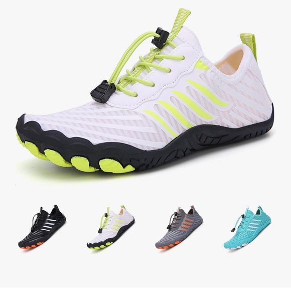 White and Neon Green Athletic Shoes - Picture 1 of 8